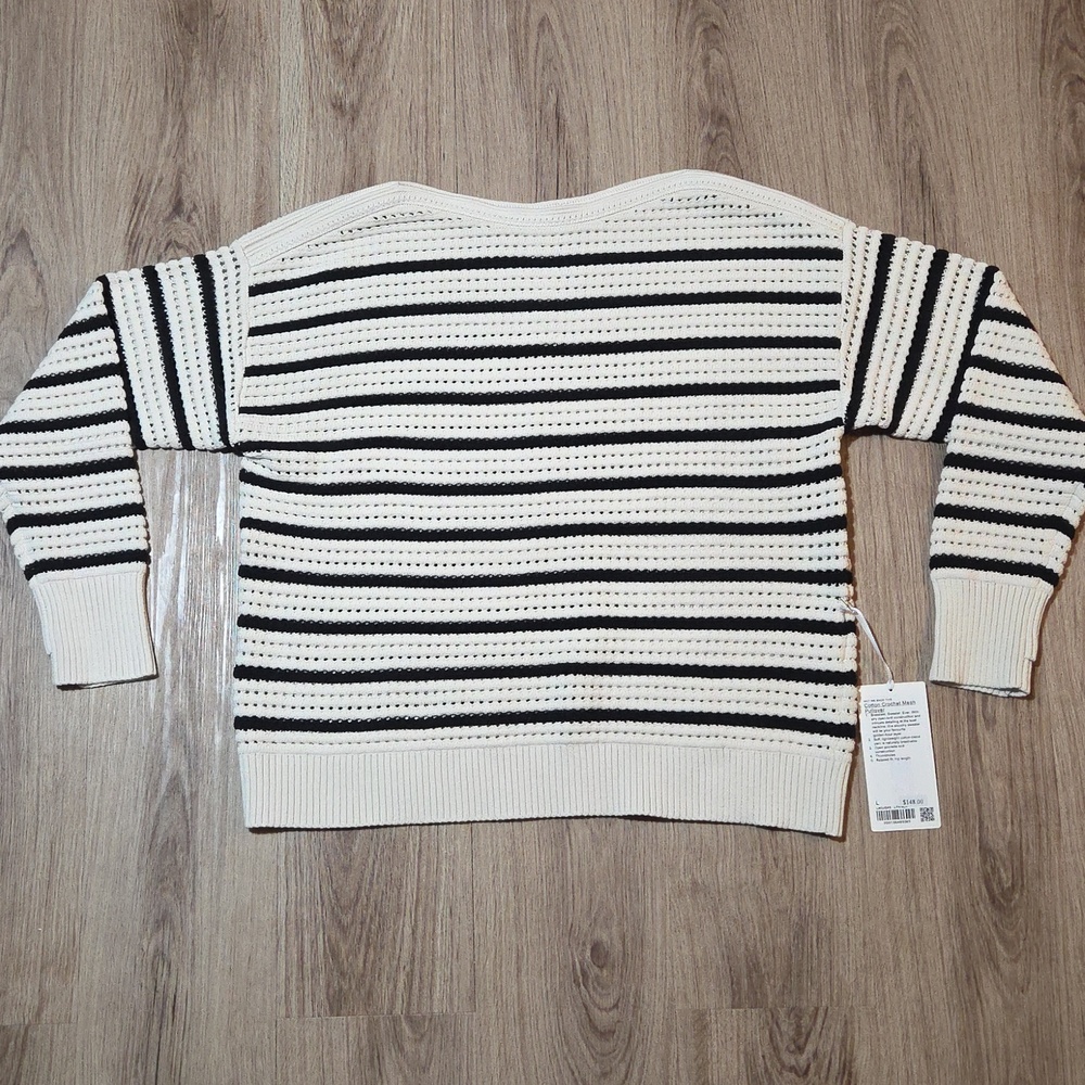 Lululemon Cotton Crochet Pullover *Light Ivory / Black Size Large